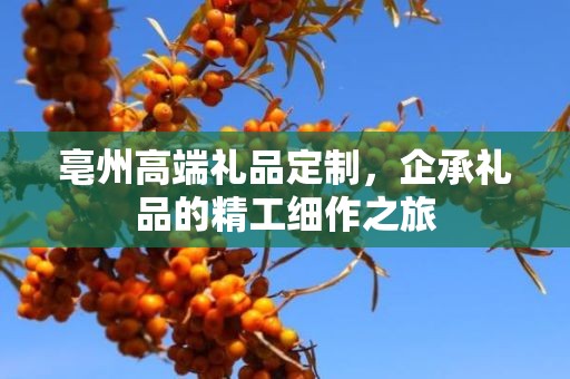 亳州高端礼品定制，企承礼品的精工细作之旅